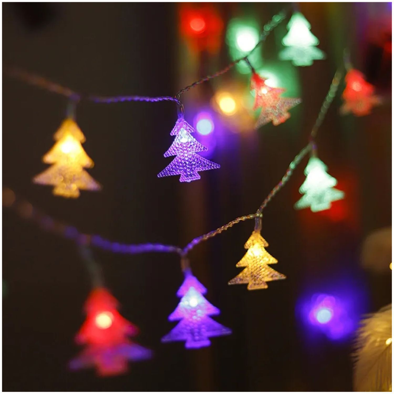 Set 3 Luces Navidad Led Arboles Solar 4m Rgb Decoracion image number 1.0