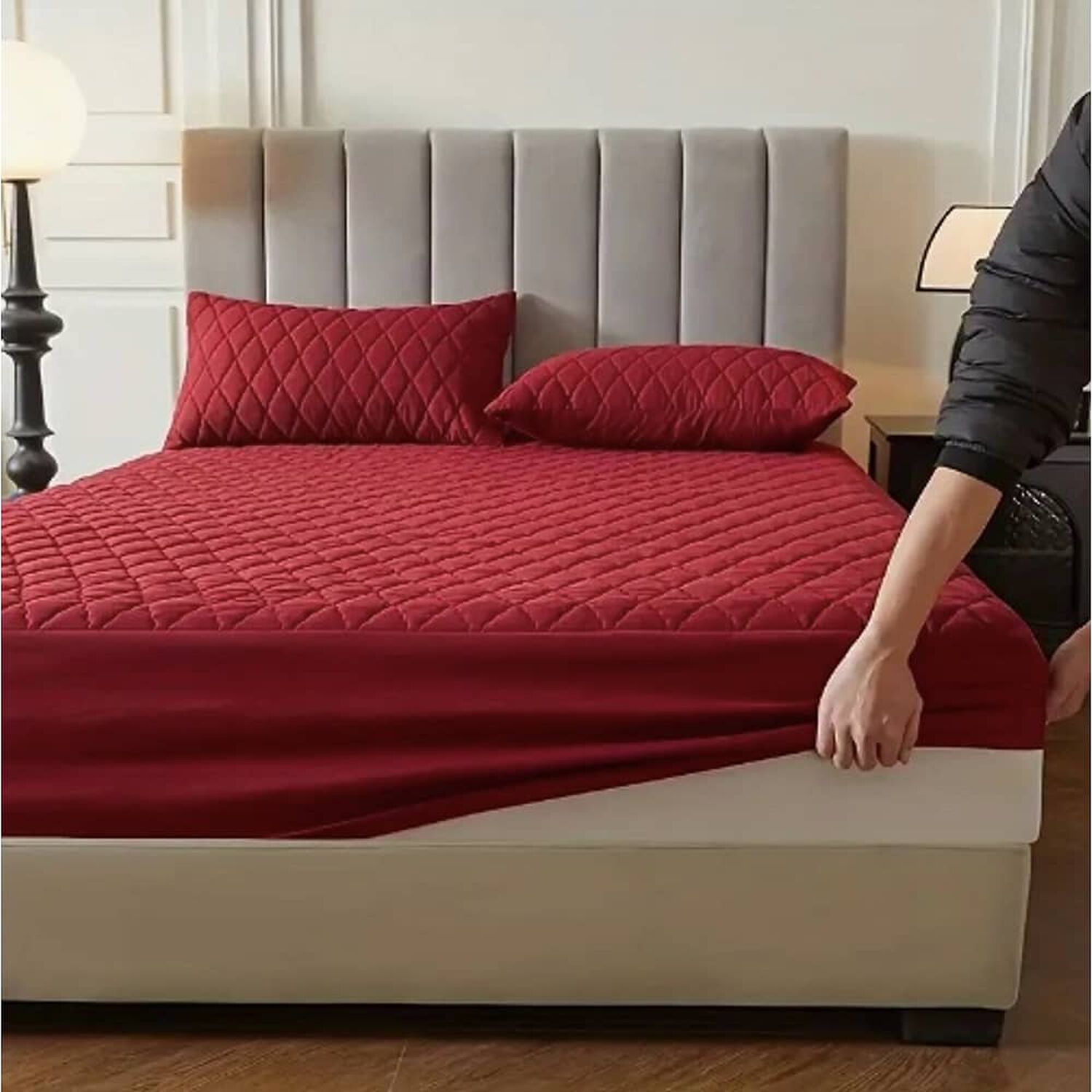 Cubrecolchon Impermeable 2 Plazas + Fundas Burdeo image number 1.0