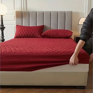 Cubrecolchon Impermeable 2 Plazas + Fundas Burdeo