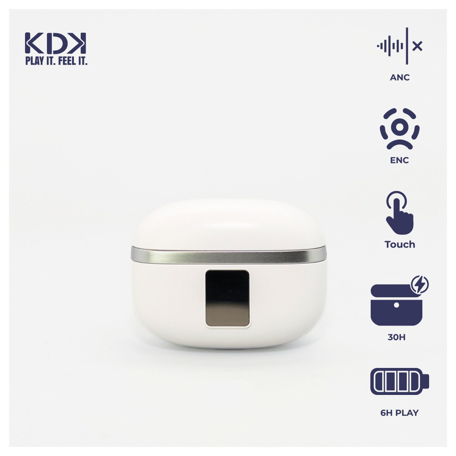 Audifonos Inal&aacute;mbricos Bluetooth Kdk Echo Blanco image number 1.0