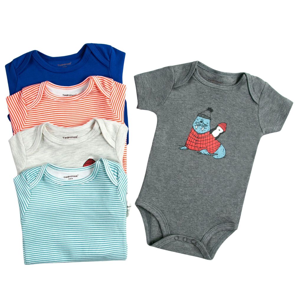 Pack 5 Bodys Ni&ntilde;o Manga Corta Corta Tedmimak 100% Algod&oacute;n Perros Azul image number 1.0