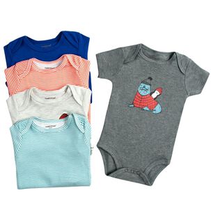 Pack 5 Bodys Ni&ntilde;o Manga Corta Corta Tedmimak 100% Algod&oacute;n Perros Azul