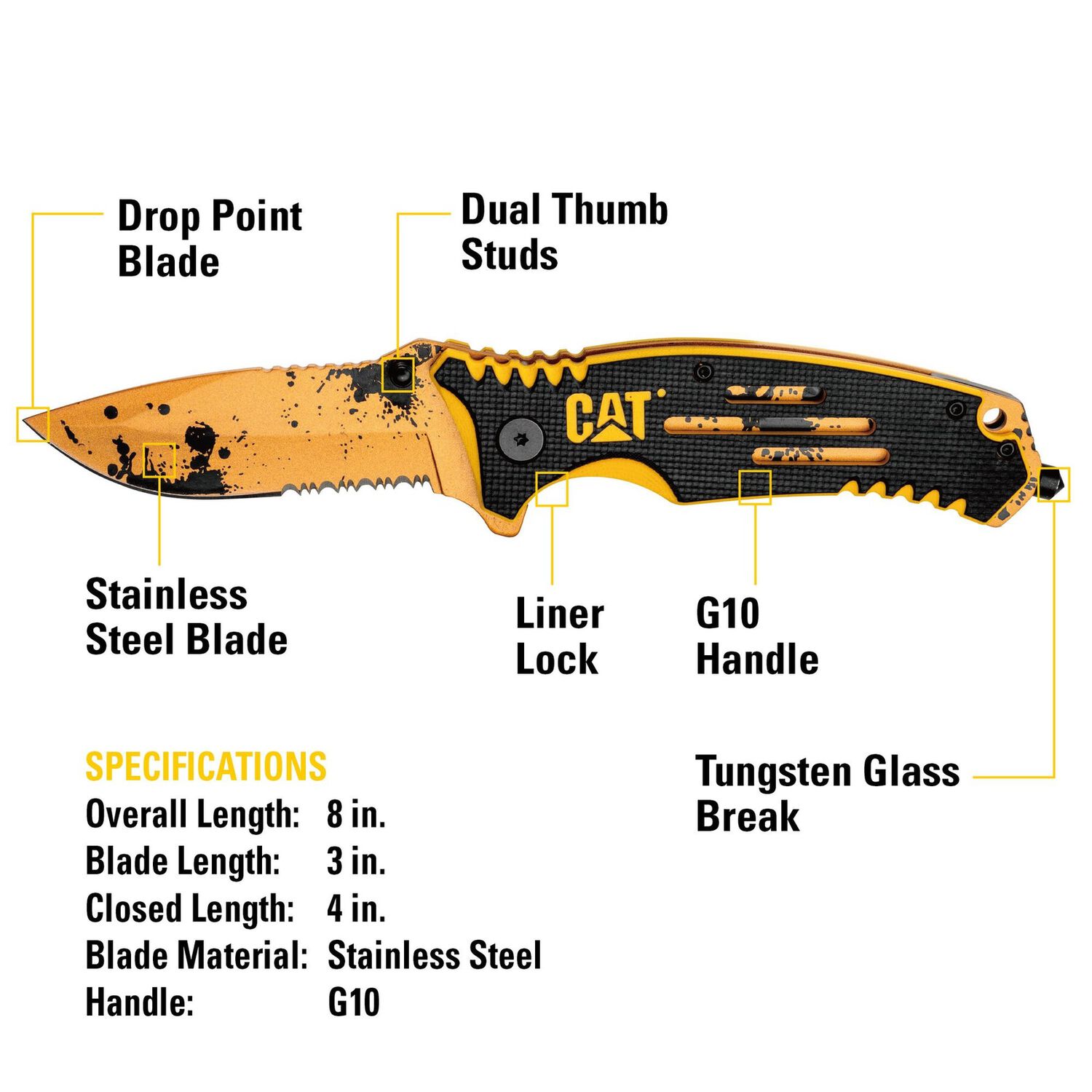 Cuchillo Navaja Plegable Cat 980646n Punta Curva image number 2.0