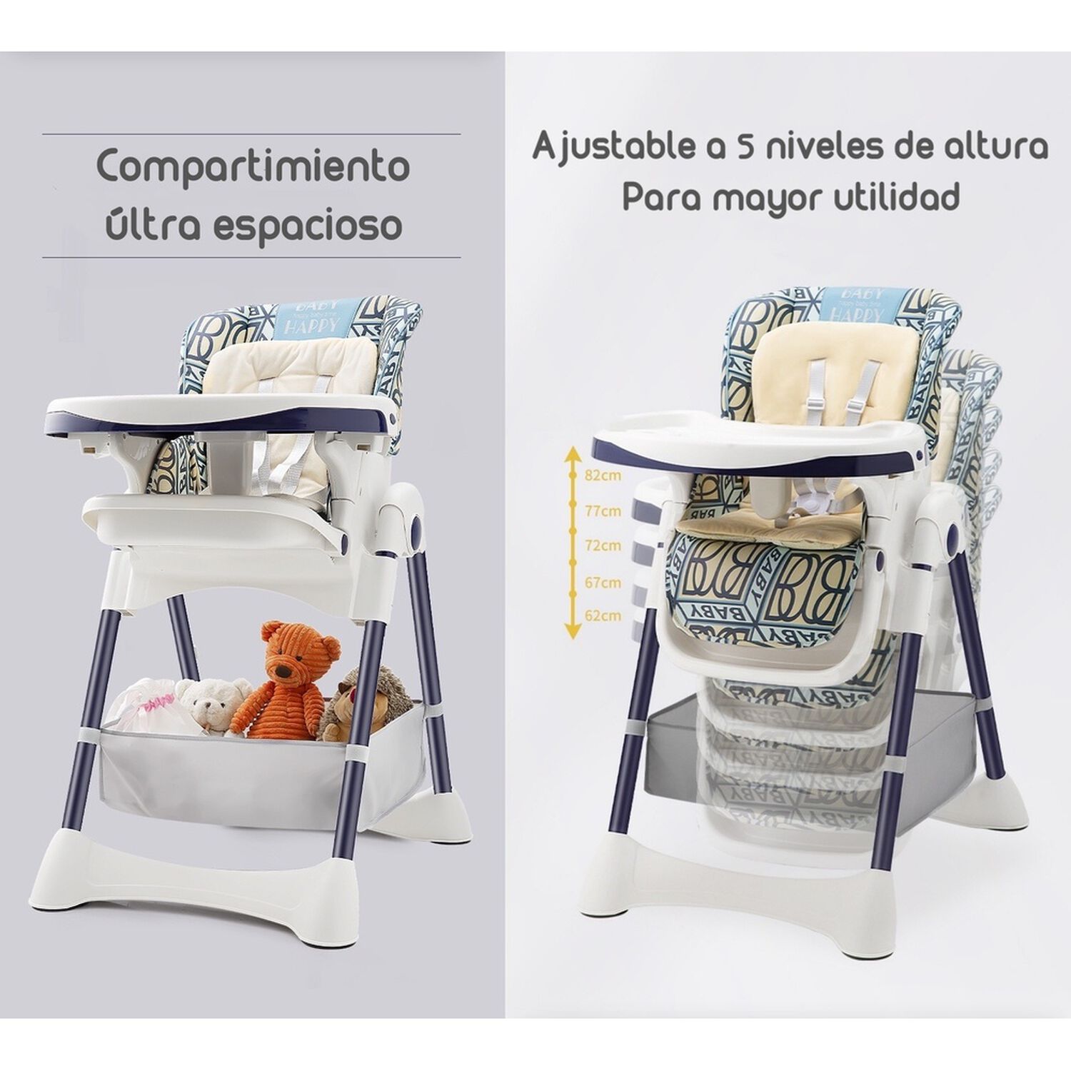 Silla De Comer Multiposiciones Con Ruedas Rosada image number 3.0