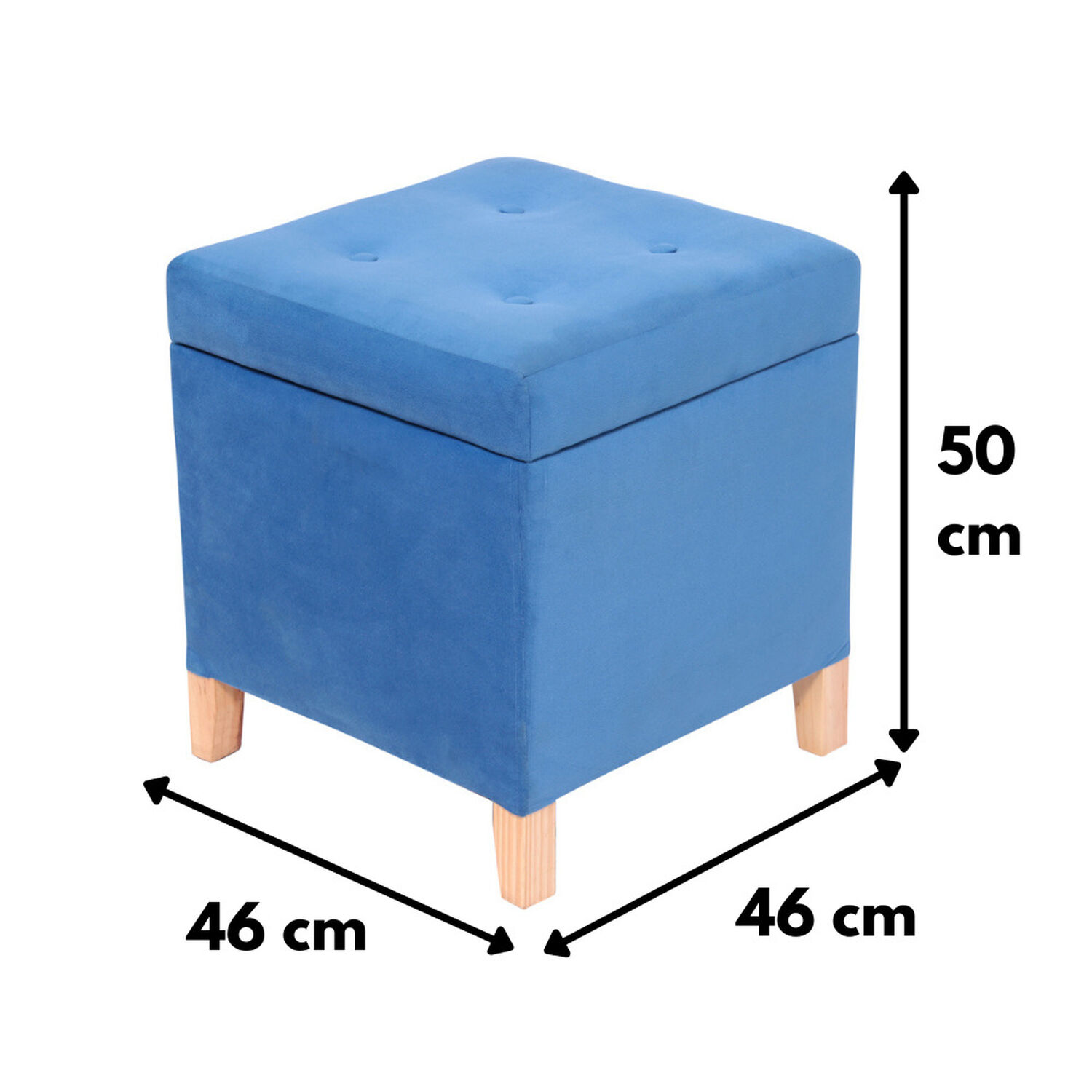 Pouf Ba&uacute;l Rucato Azul Felpa 46x46x50 Cm M&aacute;xima Design image number 0.0