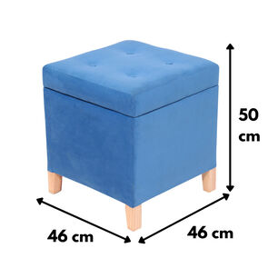 Pouf Ba&uacute;l Rucato Azul Felpa 46x46x50 Cm M&aacute;xima Design