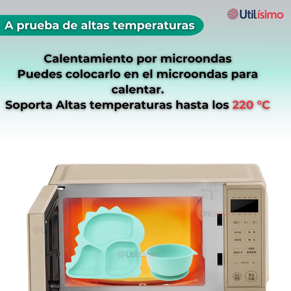 Set Alimentación Silicona Bebé 5 Piezas Dinosaurio Libre Bpa Color Turquesa image number 7.0