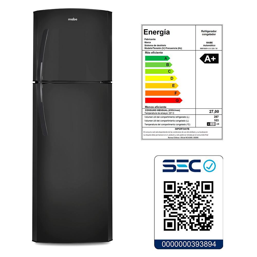 Refrigerador Top Freezer Mabe RMP400FHUG1 / No Frost / 400 Litros / A+ image number 7.0