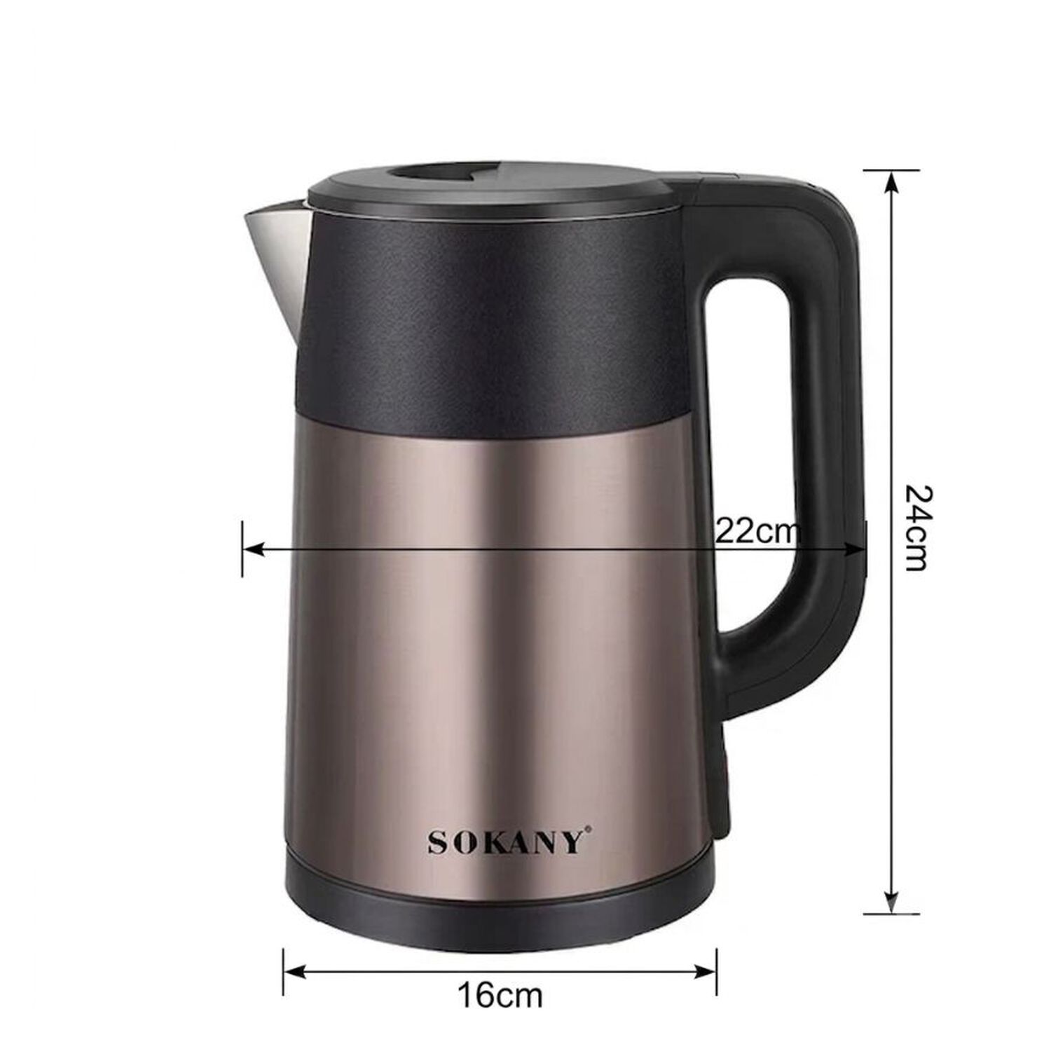 Hervidor El&eacute;ctrico Sokany 2.5l 1500w Acero Inoxidable 360 image number 1.0
