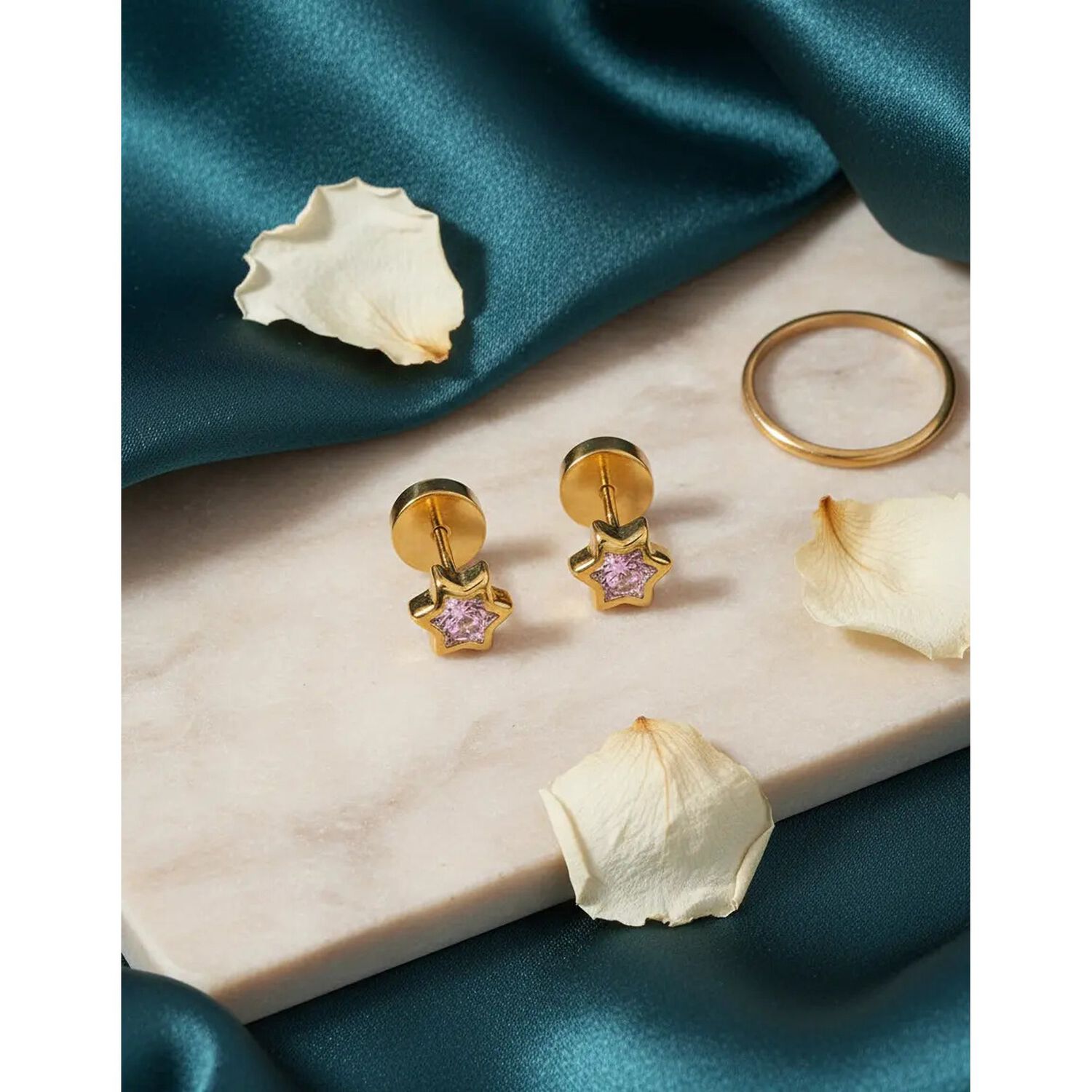 Aros Abridores Estrella 6 Puntas 5 Mm Oro 18k Circ&oacute;n Beb&eacute; image number 5.0