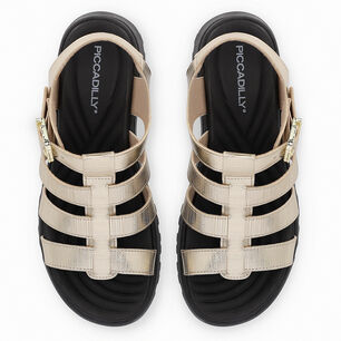 Sandalia Claudia Dorado/negro Piccadilly