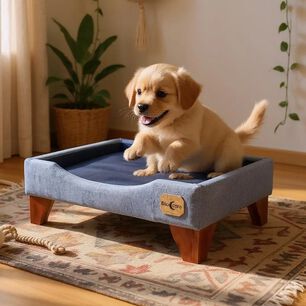 Cama De Mascotas - Talla M Extra (50x75 Cm) / Patas De Madera 11 Cm