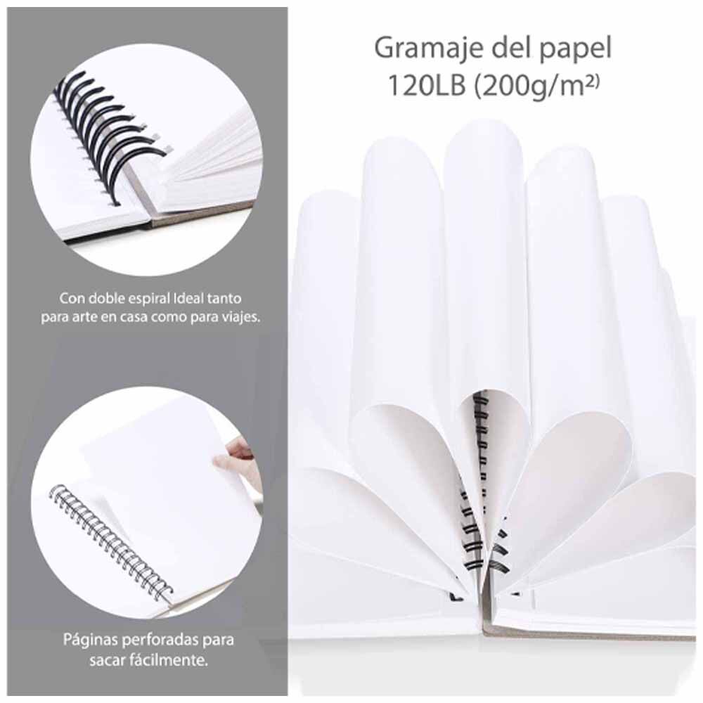 Ohuhu Block Espira (22x21 Cm, 62 Hojas) 120 Lb/200 Gsm image number 1.0