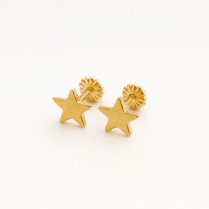 Aros Estrella 5mm Oro 18k Nacional Atornillado 0.80 Gr. Mujer Ni&ntilde;a Hipoalerg&eacute;nicos