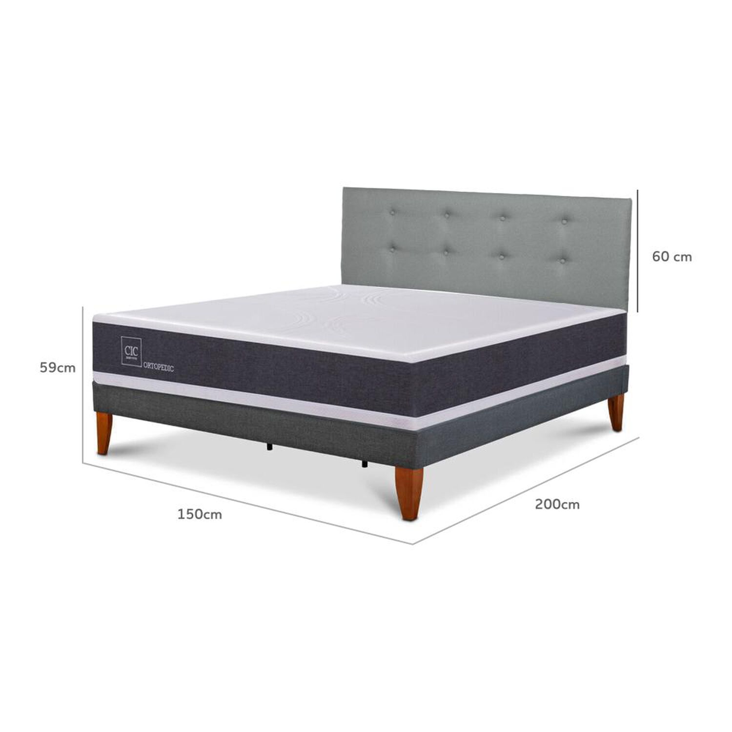 Cama Europea Cic Ortopedic / 2 Plazas / Base Normal + Respaldo image number 8.0