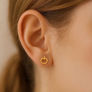 Aros Manzana Calada 5mm Oro 18k Atornillados 0.75gr Mujer Ni&ntilde;a Hipoalerg&eacute;nicos