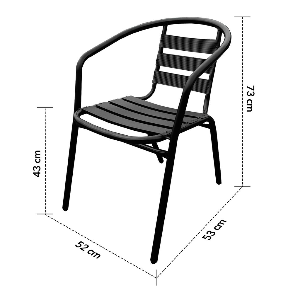 Pack 4 Sillas Terraza Acero 73x52x53cm Negro image number 2.0