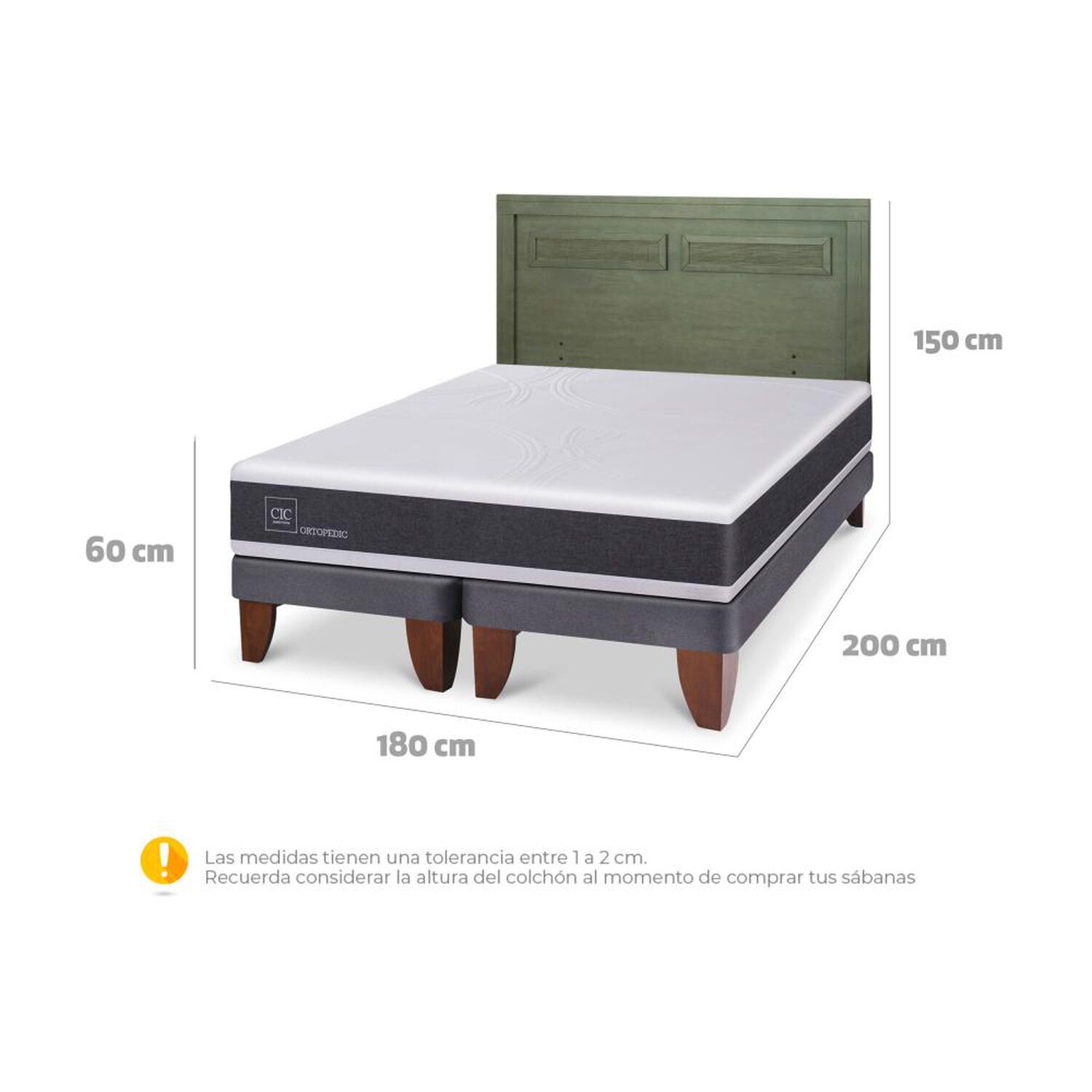 Cama Europea Cic Ortopedic / King / Base Dividida + Respaldo image number 6.0