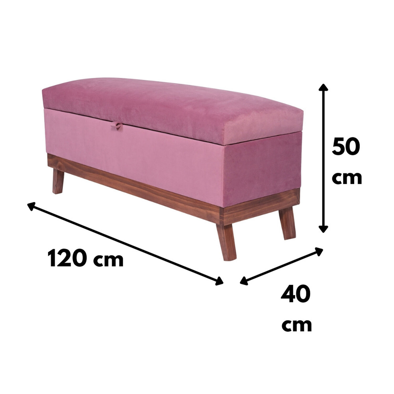 Banqueta Con Ba&uacute;l Incy Palo De Rosa Felpa 120x40x50 Cm M&aacute;xima Design image number 3.0