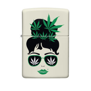 Encendedor Zippo Cannab1s Girl Glow Design Blanco Zp49837