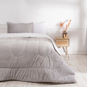 Plumon Corduroy Coral Sherpa 1.5 Plazas Gris