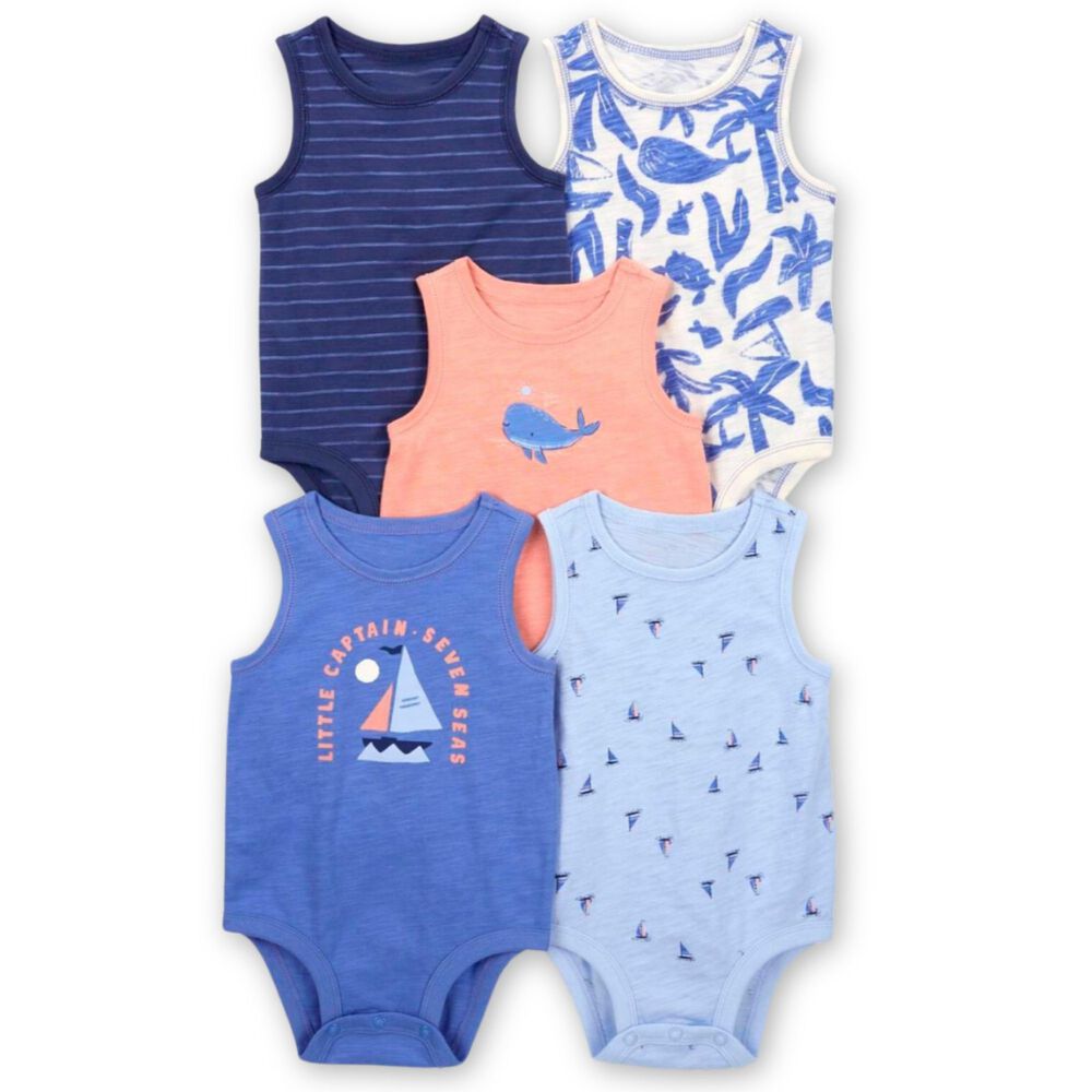 Pack 5 Bodys Niño Manga Corta Tedmimak 100% Algodón Azul Marinero image number 0.0