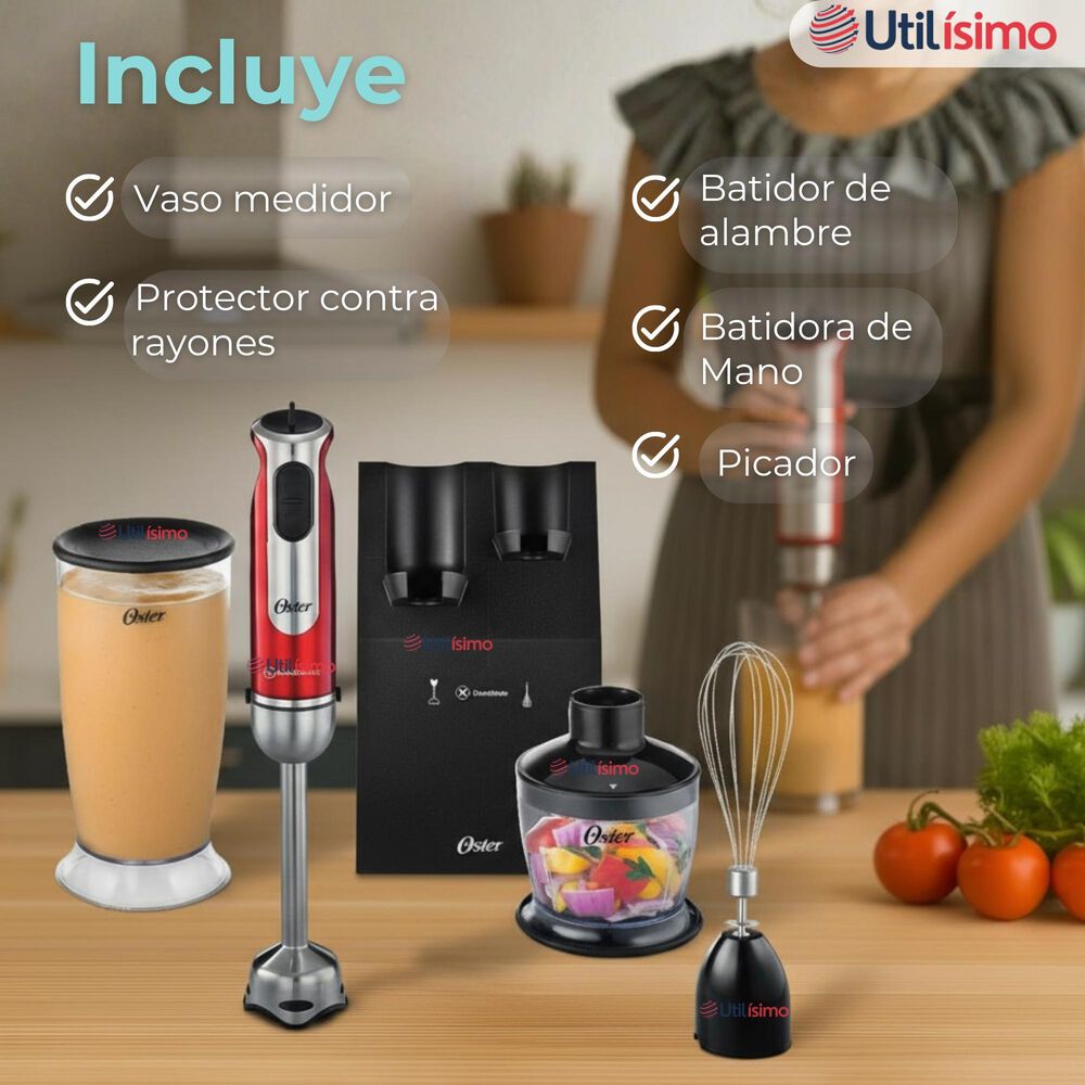 Batidora De Inmersión Oster Roja Con Organizador Y Accesorios image number 3.0