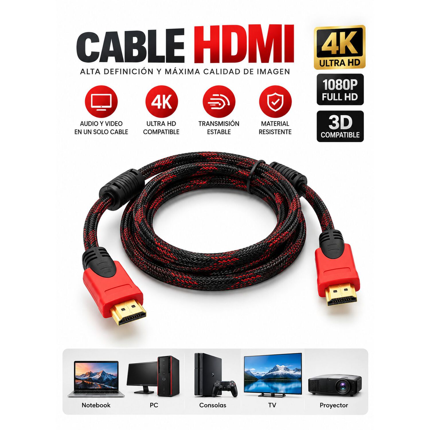 Cable Hdmi Macho-macho 1,5m Doble Filtro Malla image number 4.0