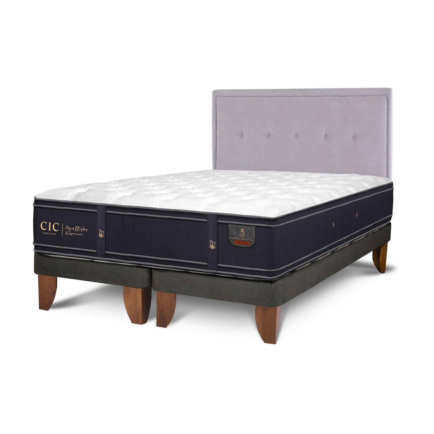 Cama Europea Cic Grand Premium / 2 Plazas / Base Dividida + Respaldo image number 1.0