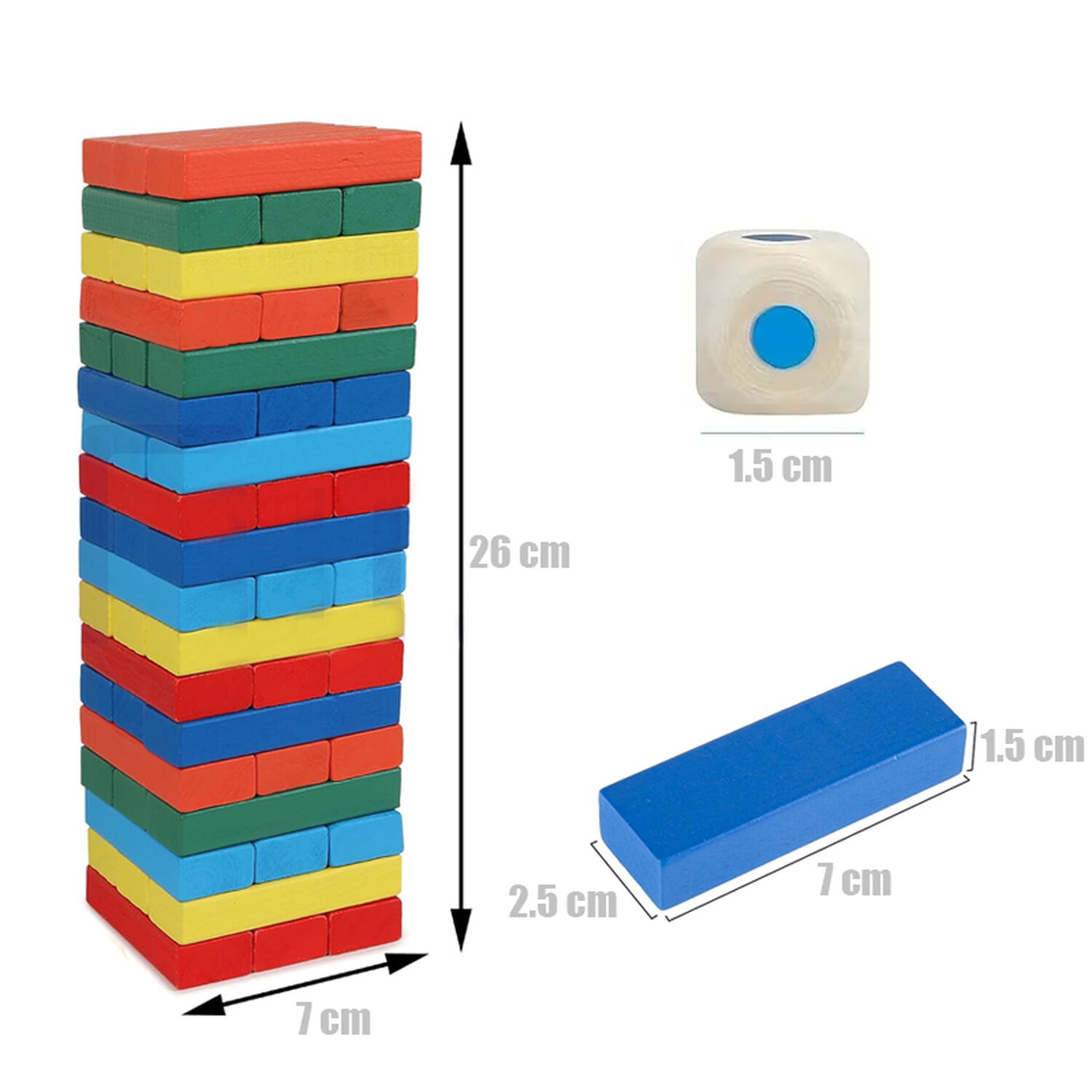 Juego Yenga Colores Bloques Educativo Para Ni&ntilde;os 54 Piezas image number 2.0