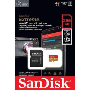 Tarjeta Microsd 256gb Sandisk Extreme Uhs-i U3 A2 Adaptador
