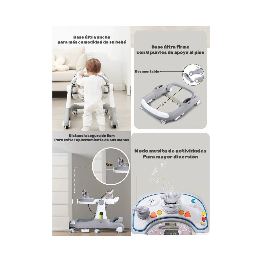 Andador Caminador 5 En 1 Con Apoya Pies Lubabycas Gris image number 5.0