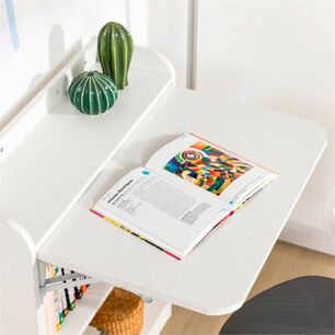 Escritorio Multifuncional Blanco Con Estanter&iacute;as
