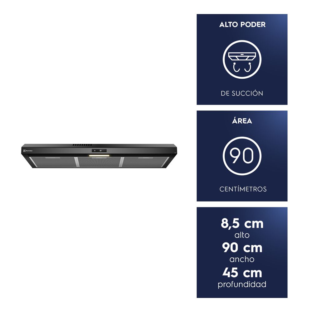 Campana De Cocina Extractora 90cm Alto Poder Succi&oacute;n De9tb image number 1.0