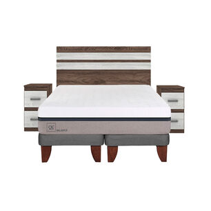 Cama Europea Cic Balance / 2 Plazas / Base Dividida + Set De Maderas Madrid