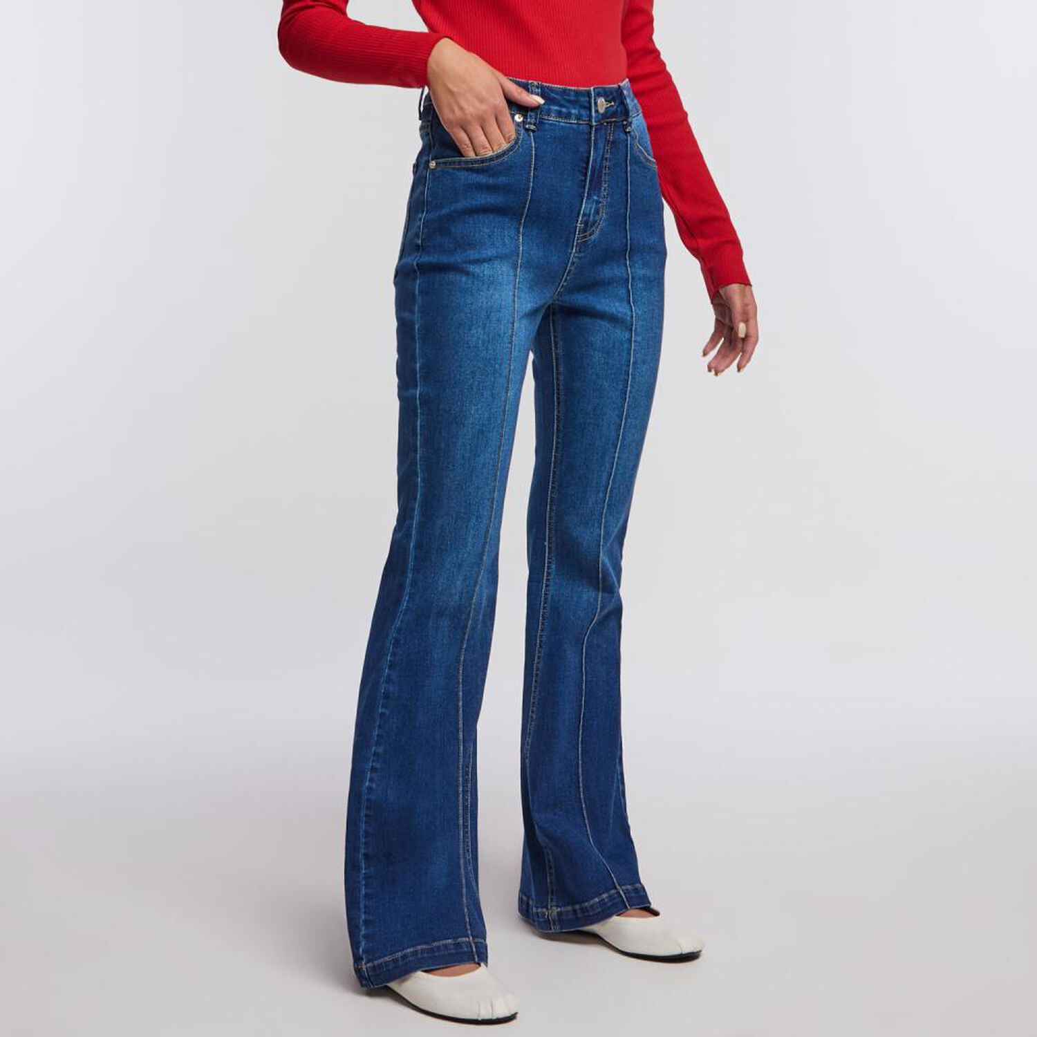 Jeans Tiro Medio Flare Mujer Freedom image number 2.0