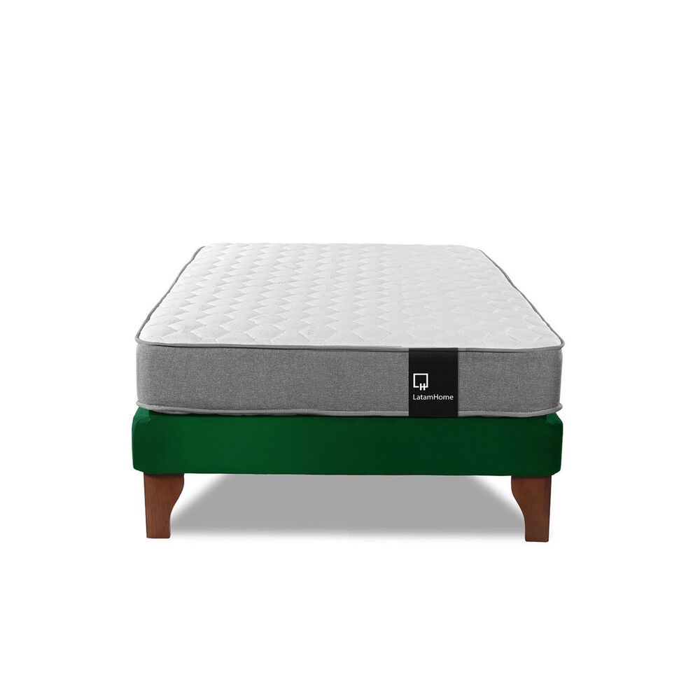 Cama Europea Zen Best 1.5 Plaza Tela Velvet Verde image number 3.0