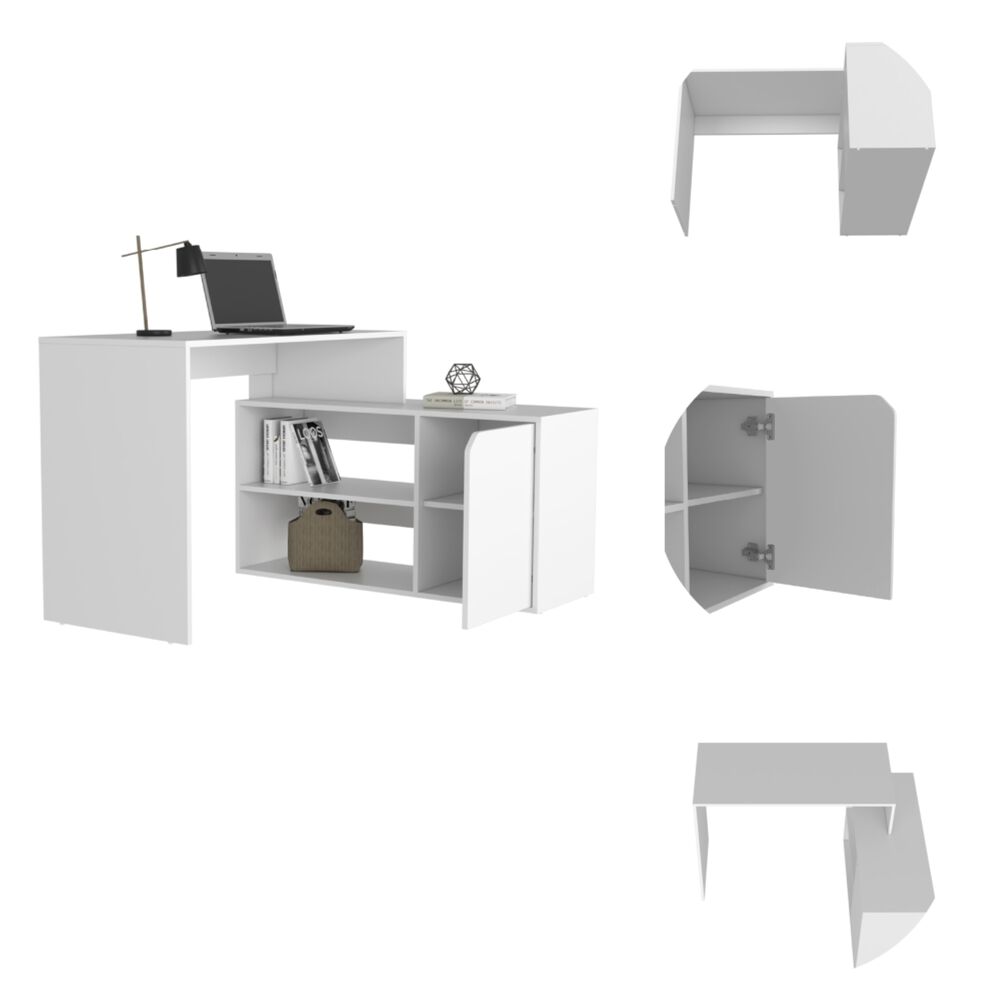 Escritorio En L 1 Puerta 116,6x100x73,6 Cm Fm-033b Blanco image number 3.0