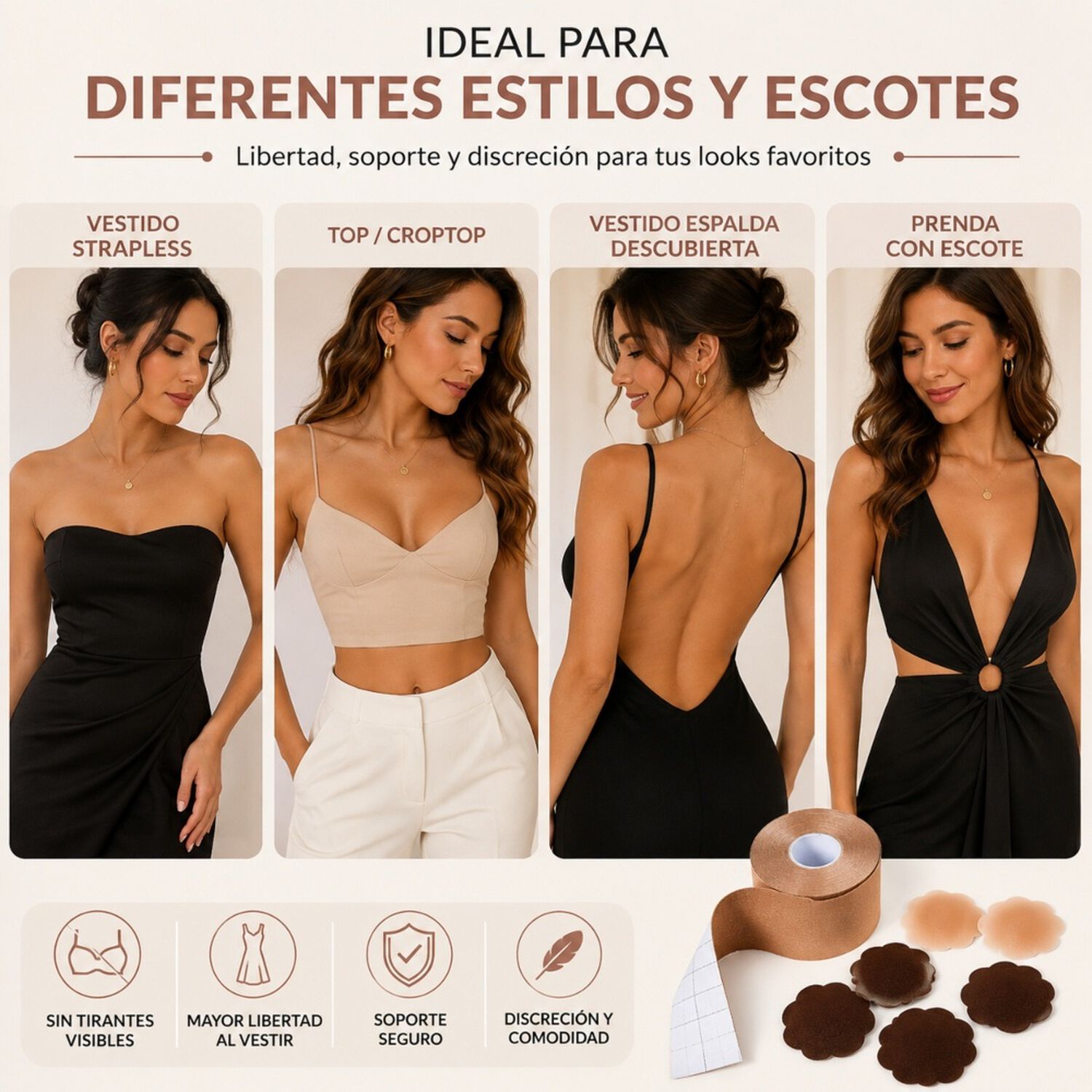 Cinta Levanta Pecho 5cmx5mt + 20 Cubre Pezones Boob Tape image number 5.0