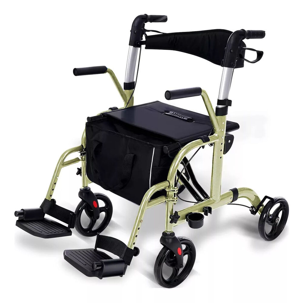 Andador 4 Ruedas Plegable 2 En 1 Silla De Ruedas Apoyabrazos 1001c image number 0.0
