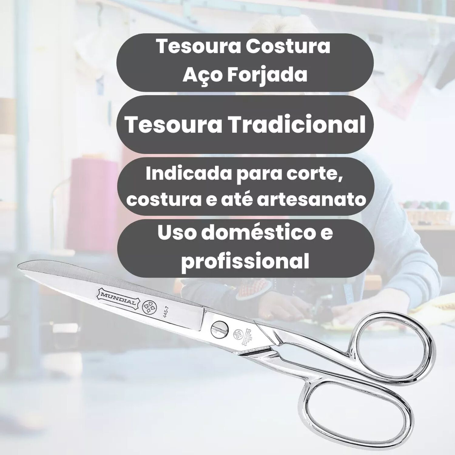 Tijera Para Costura Mundial Met&aacute;lica 445-7, 7'' (17,8cm) image number 2.0