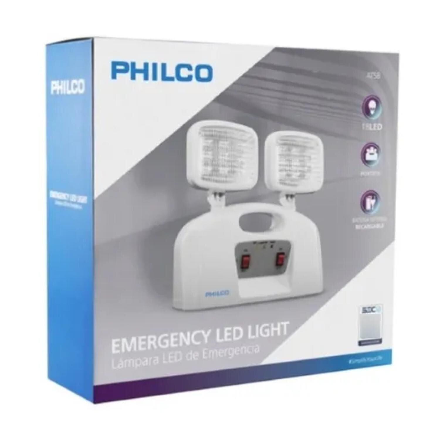 Lampara De Emergencia 2 Focos 18led Blanco At58 image number 2.0