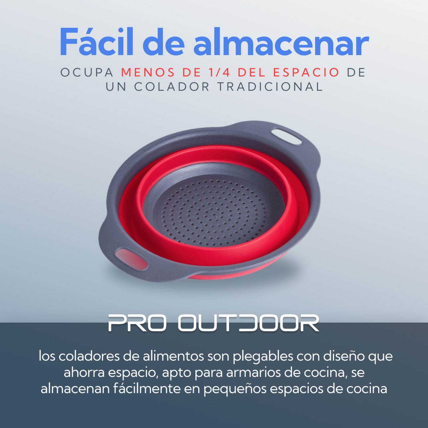 Colador Plegable De Silicona Para Drenar Pasta Verduras Y Frutas image number 3.0