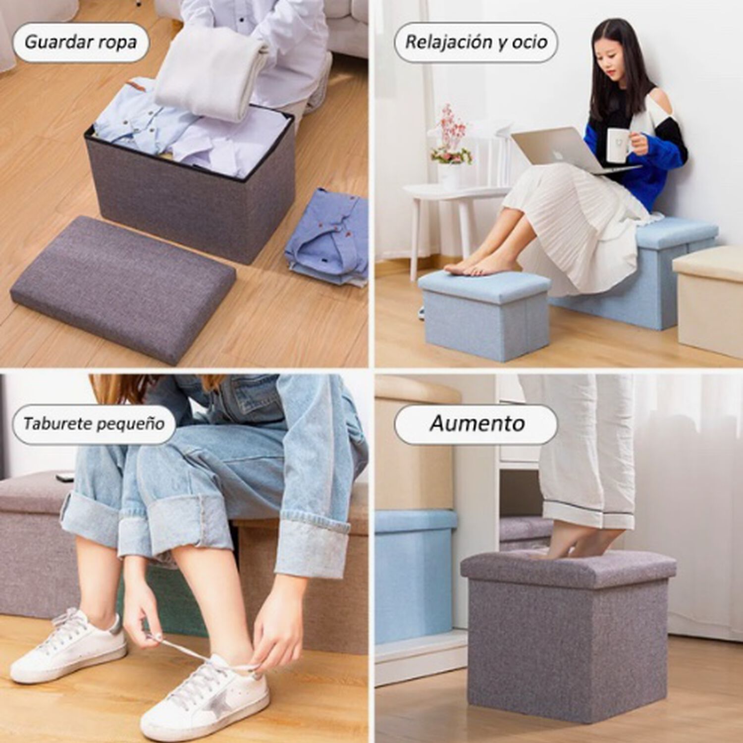 Puff Silla Cubo Organizador Plegable image number 3.0