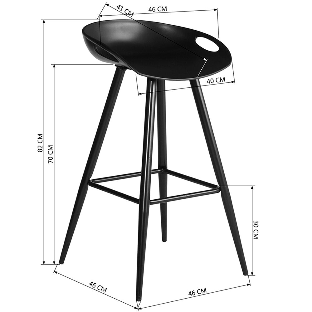 Pack 2 Piso Taburete Bar Reposapi&eacute;s Wave Negro image number 2.0