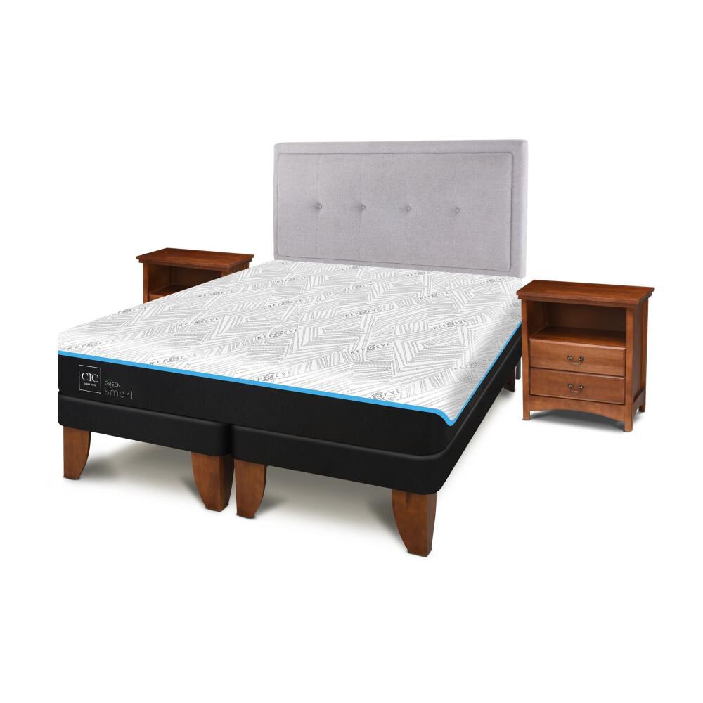 Cama Europea Cic Green Infinity / 2 Plazas / Base Dividida + Set De Maderas image number 1.0