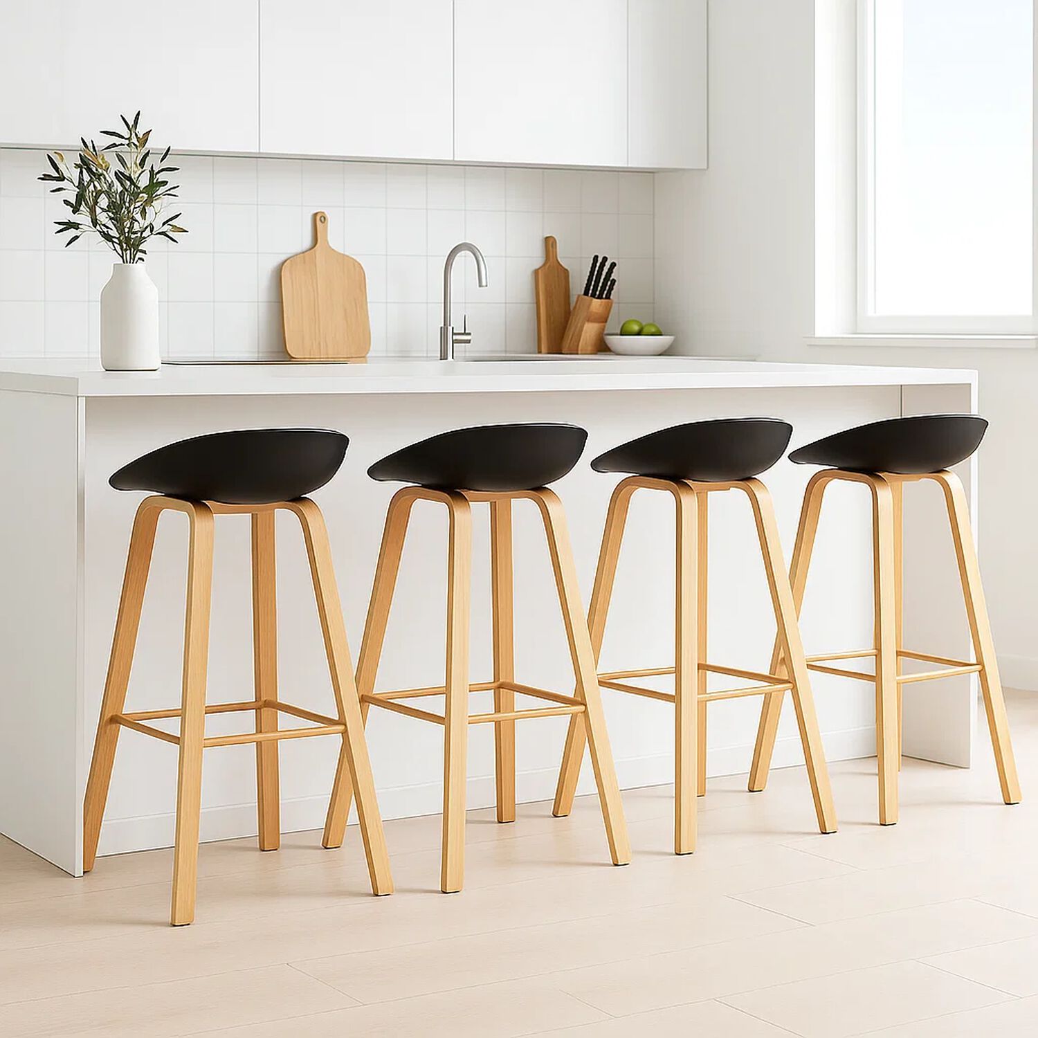 Pack De 4 Taburetes Nordic - Negro image number 2.0