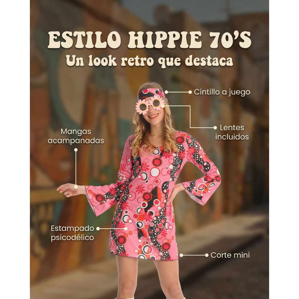 Disfraz Completo Mujer Onda Disco Retro Fiesta Tem&aacute;tica A&ntilde;os 80 Traje Halloween Adulto Mujer image number 13.0