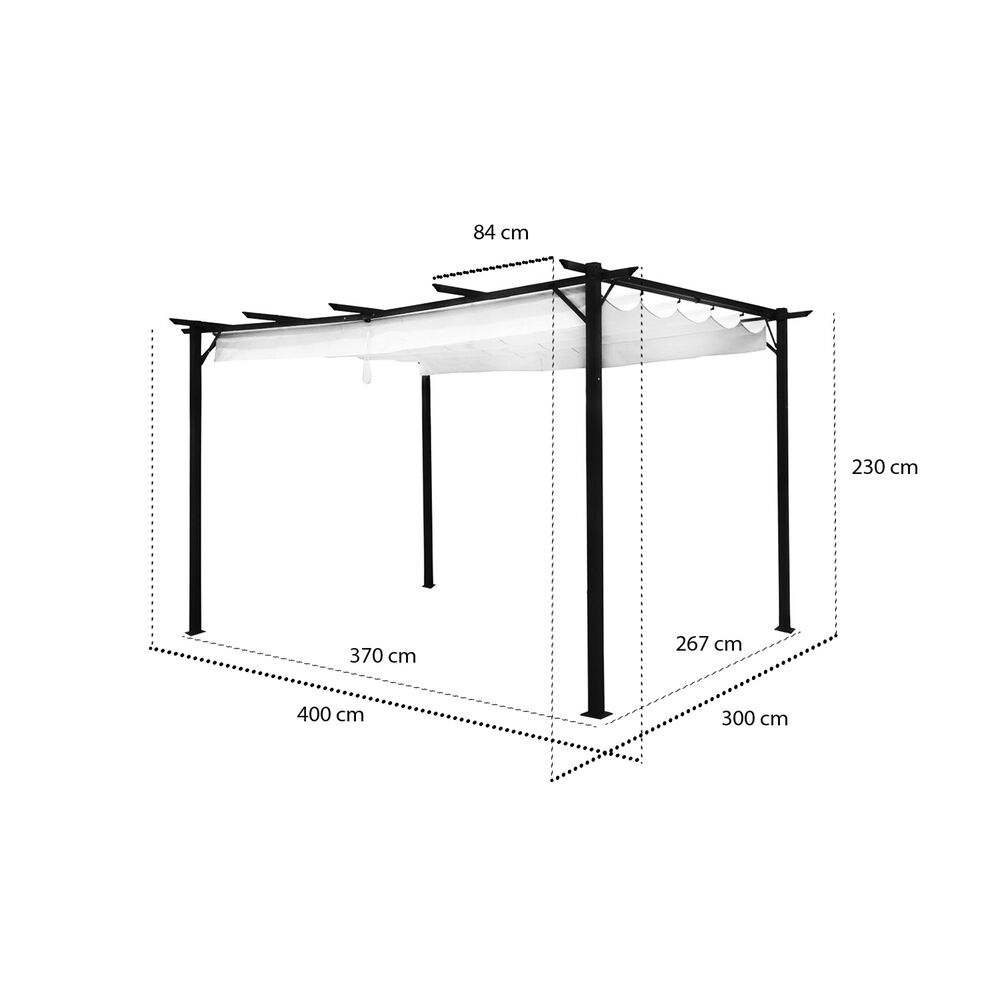 Pérgola Cavancha Con Tela Retráctil 3x4mt Marfil image number 1.0