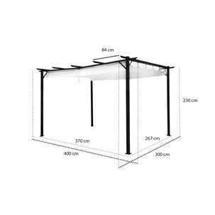Pérgola Cavancha Con Tela Retráctil 3x4mt Marfil